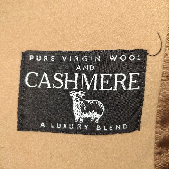 Ladies Beige 3-Button Lined Wool & Cashmere Car Coat - Picture 5 of 6